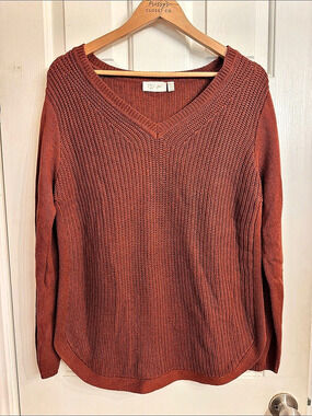 RD style V-Neck Sweater in Brown Like New